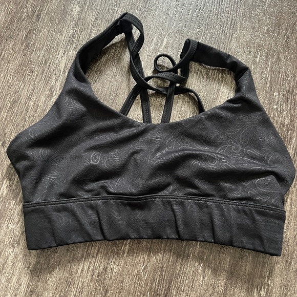 ZYIA Black Paisley Light n Tight Everywhere Bra Medium Impact Sports Bra Small - Picture 1 of 5